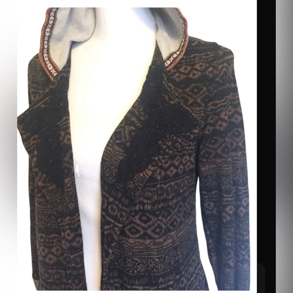 BKE Buckle brand hooded knit aztec cardigan y2k - Picture 2 of 4